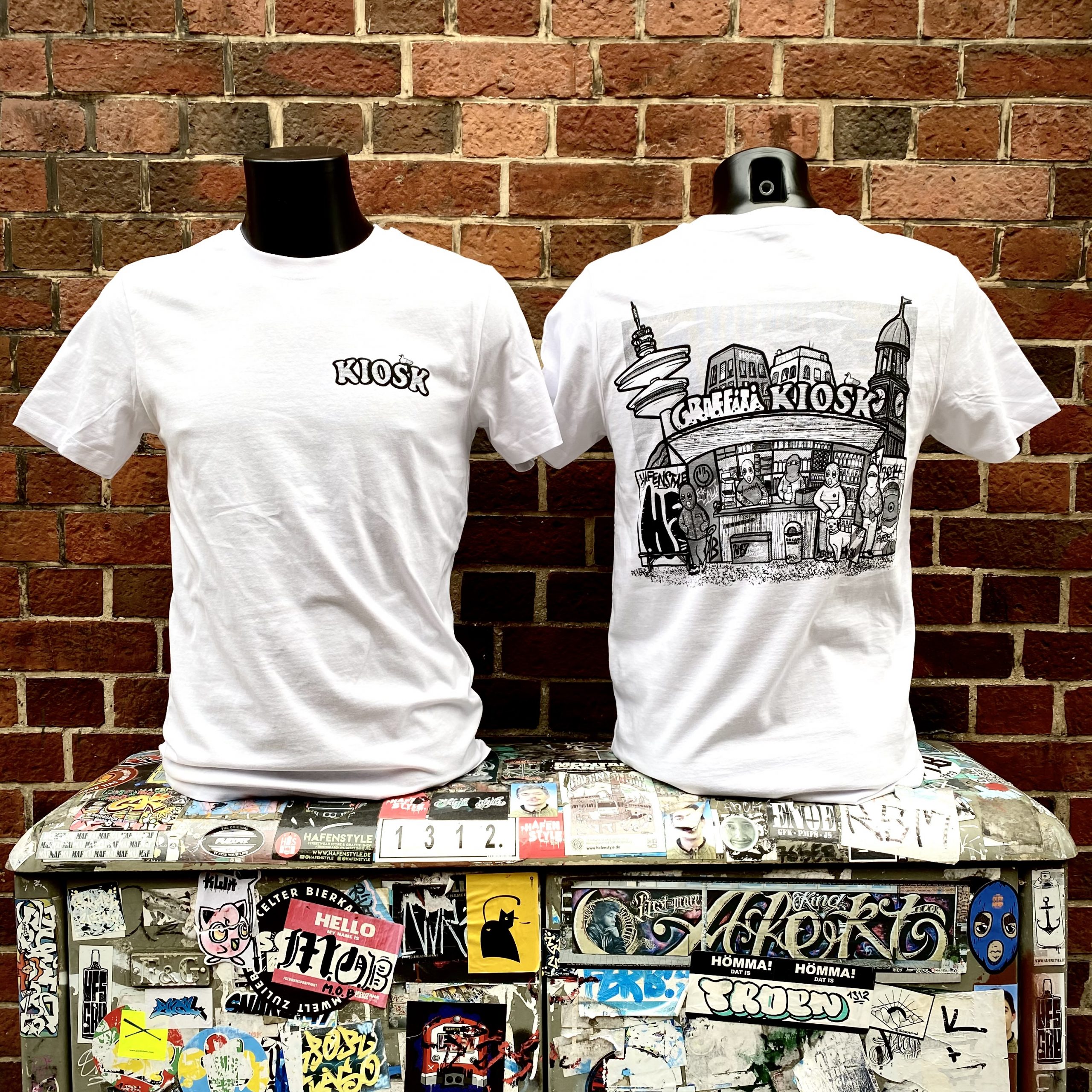 BP - Graffiti Graffiti Kiosk Streetwear Store - & Hafenviertel (white) Hamburger T-Shirt aus Hafenstyle Hafenstyle dem Shop Hamburg